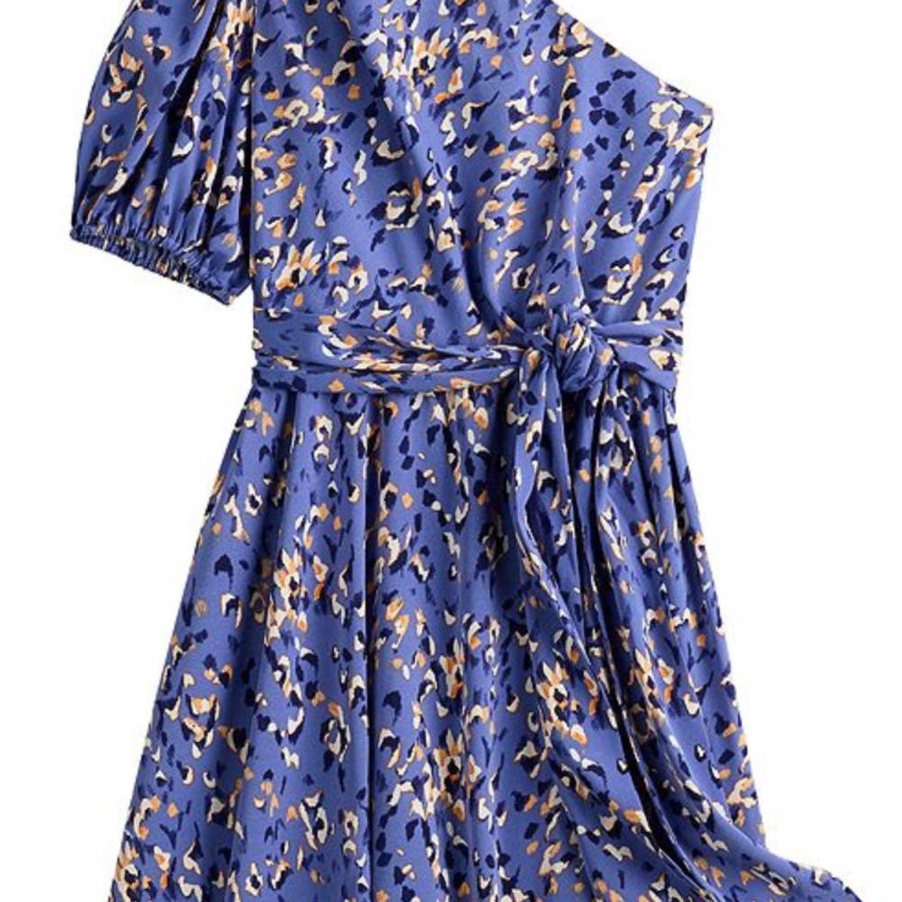 Nine West Blue Asymmetrical One-Shoulder Sundress